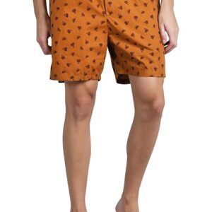 Men's Combed Cotton Woven Printed Boxer Shorts with Dual Full Sized Side Pockets